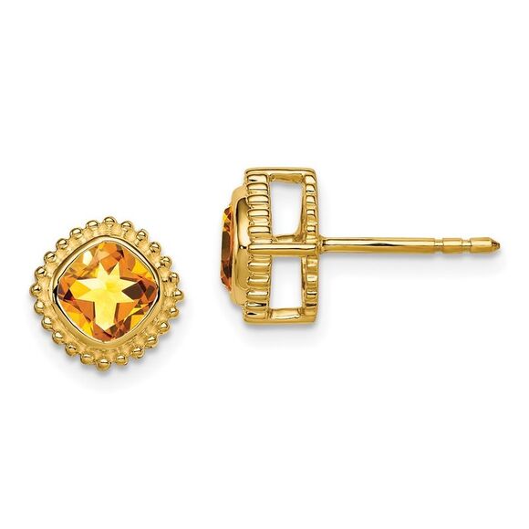 10K Yellow Gold Cushion Citrine Earrings,All Products : American Fashion Style Bags On Sale